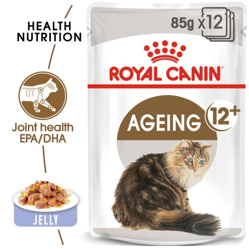 Royal Canin Ageing 12+ Adult Senior In Jelly Wet Cat Food Pouches - Image 6